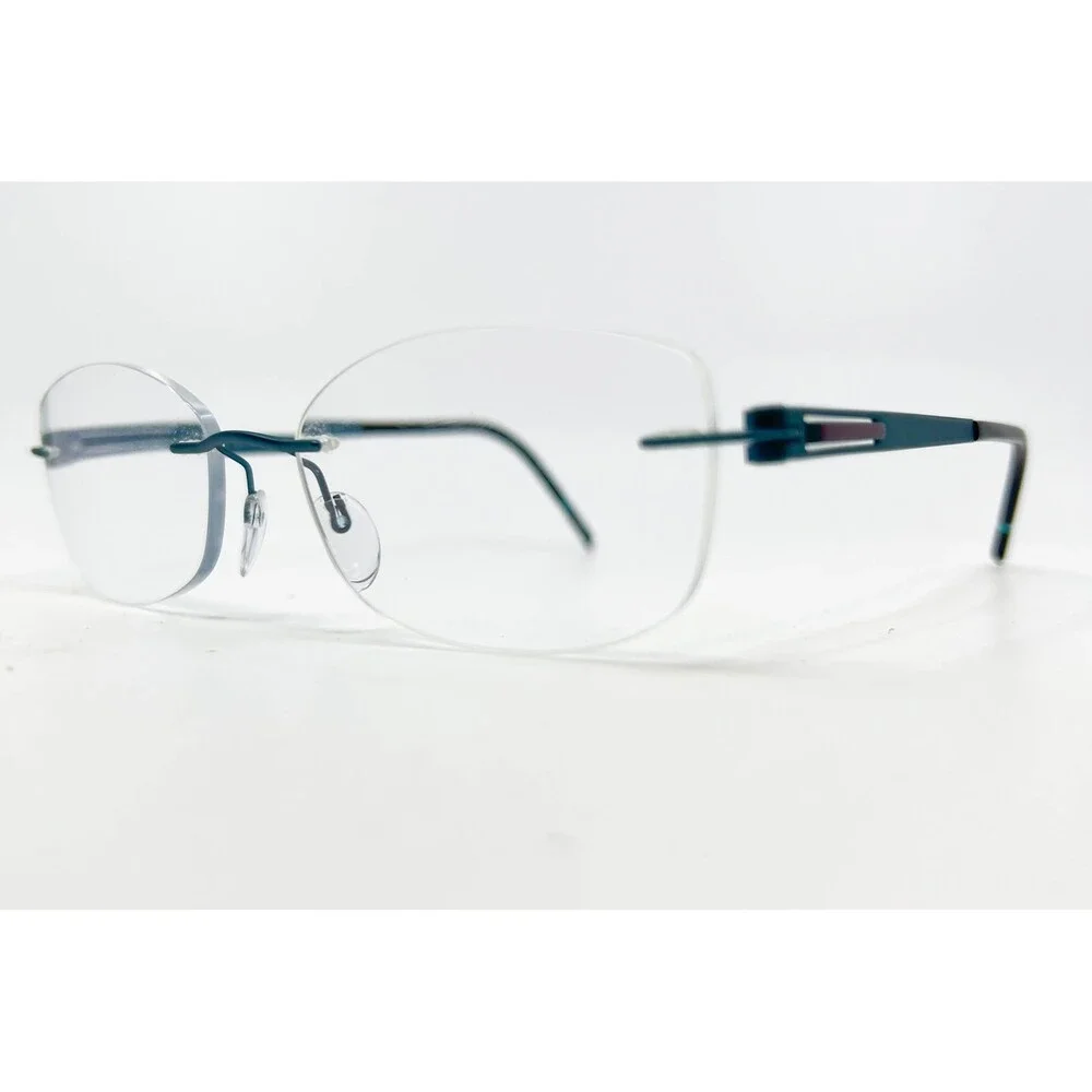 Silhouette Eyeglasses Mens Teal Rimless Titanium Frame 4418 54-17-140